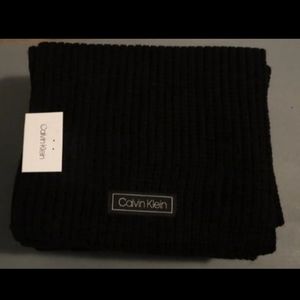 mens calvin klein black knit neck scarf